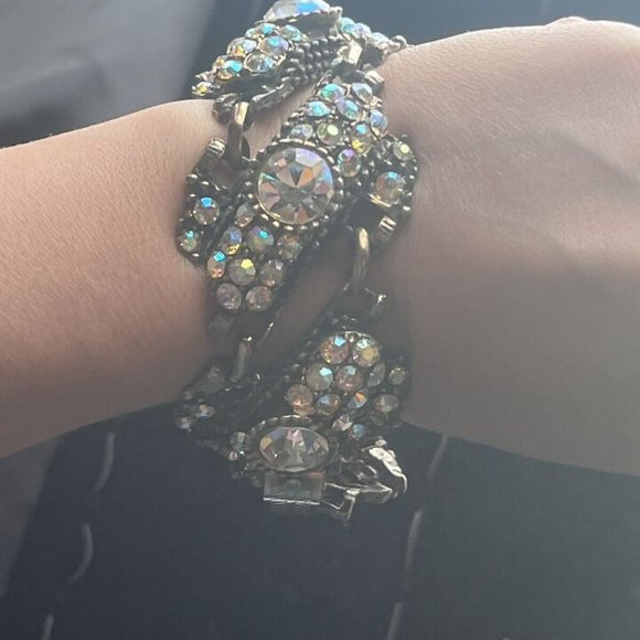 Juliana DeLizza & Elster Aurora Borealis Encrusted Chunky Gunmetal Bracelet - Picture 12 of 12